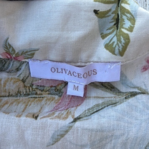 OLIVACEOUS Linen Button Down‎ Shirts Sz M Collar Neck Hawaiian Coastal Vacation - Picture 6 of 13